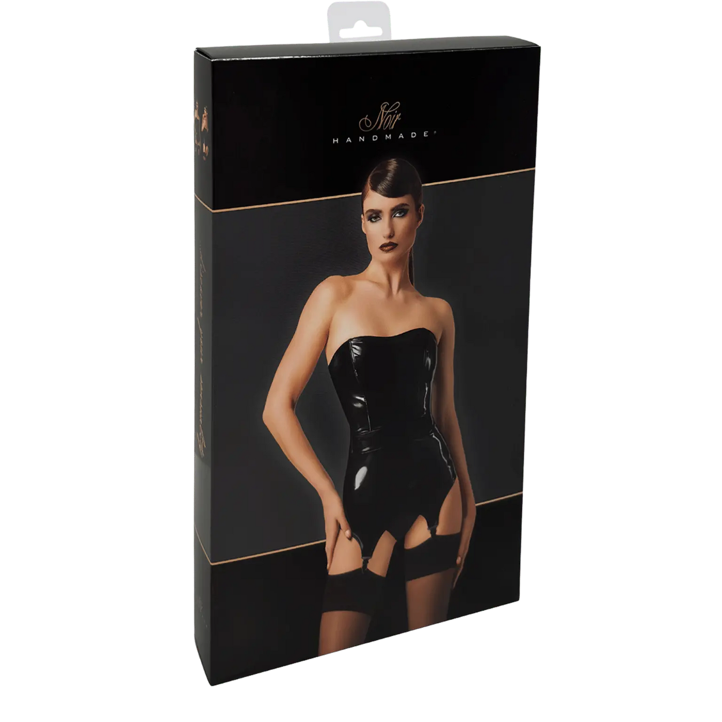 Tenue sensuelle en vinyle noir brillant avec bretelles réglables – Oh My God’Z