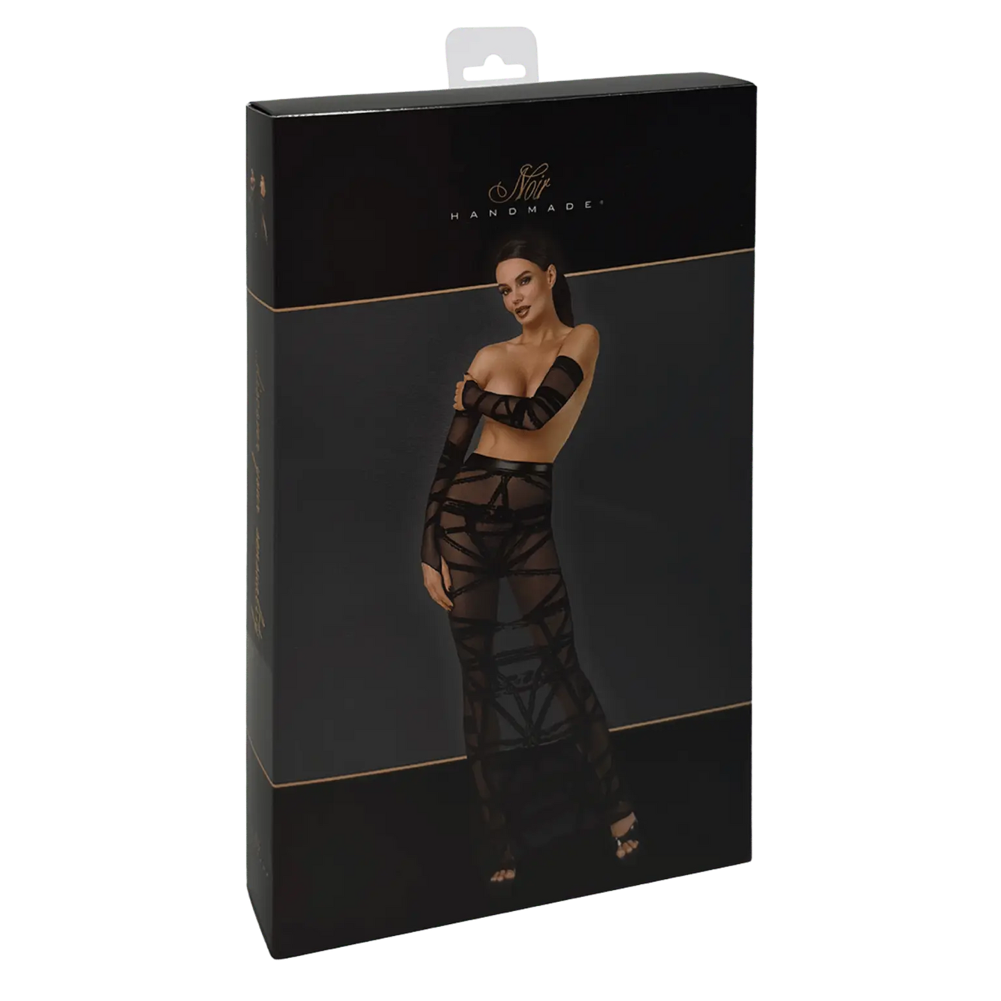 Jupe Bondesque F360 en tulle floqué noir avec fente sensuelle – Noir Handmade – Oh My God’Z