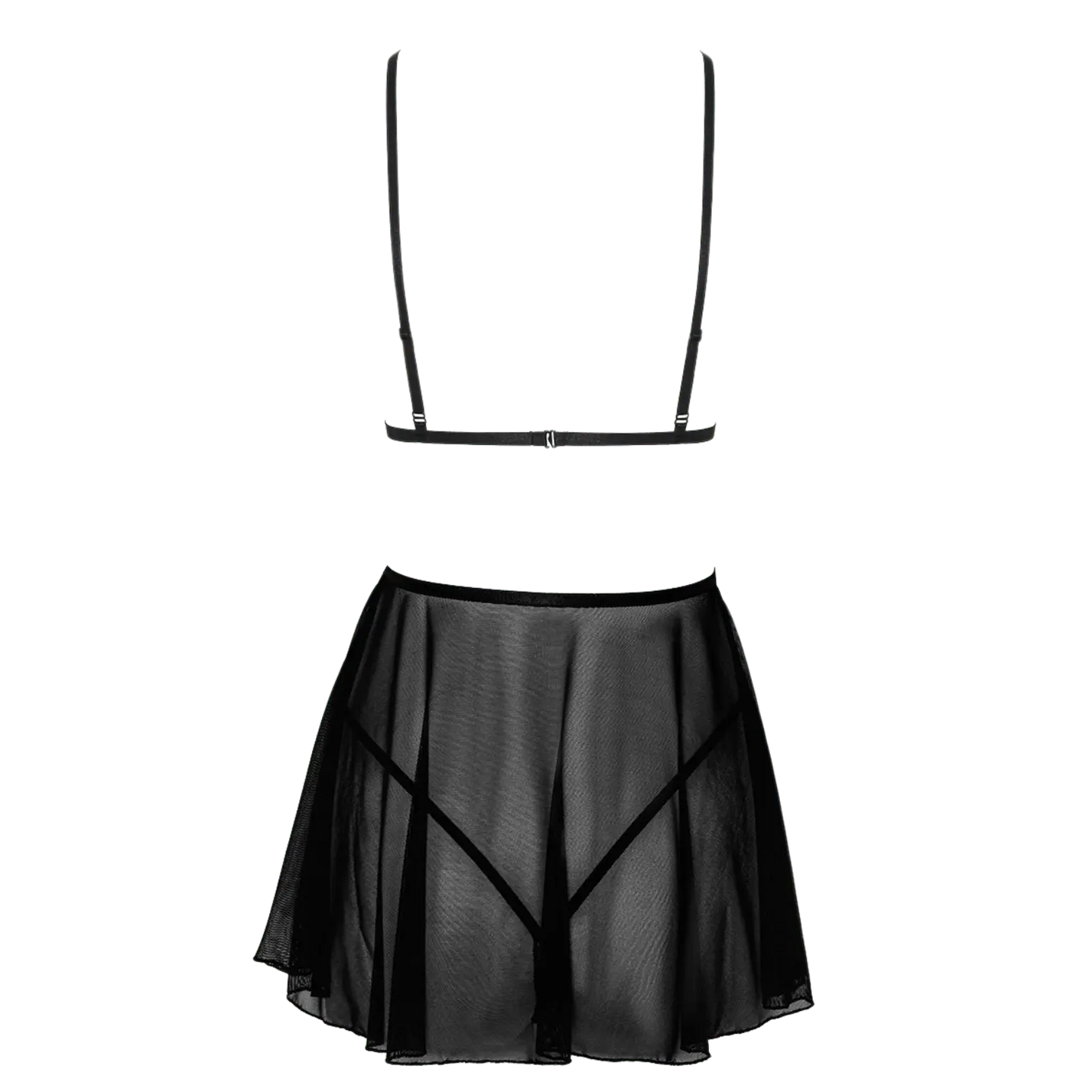 Vue arrière de la nuisette French Kiss 242 – Kissable, en dentelle florale et voile léger, disponible sur Oh My God'Z. Une coupe fluide et une transparence subtile pour un charme irrésistible.