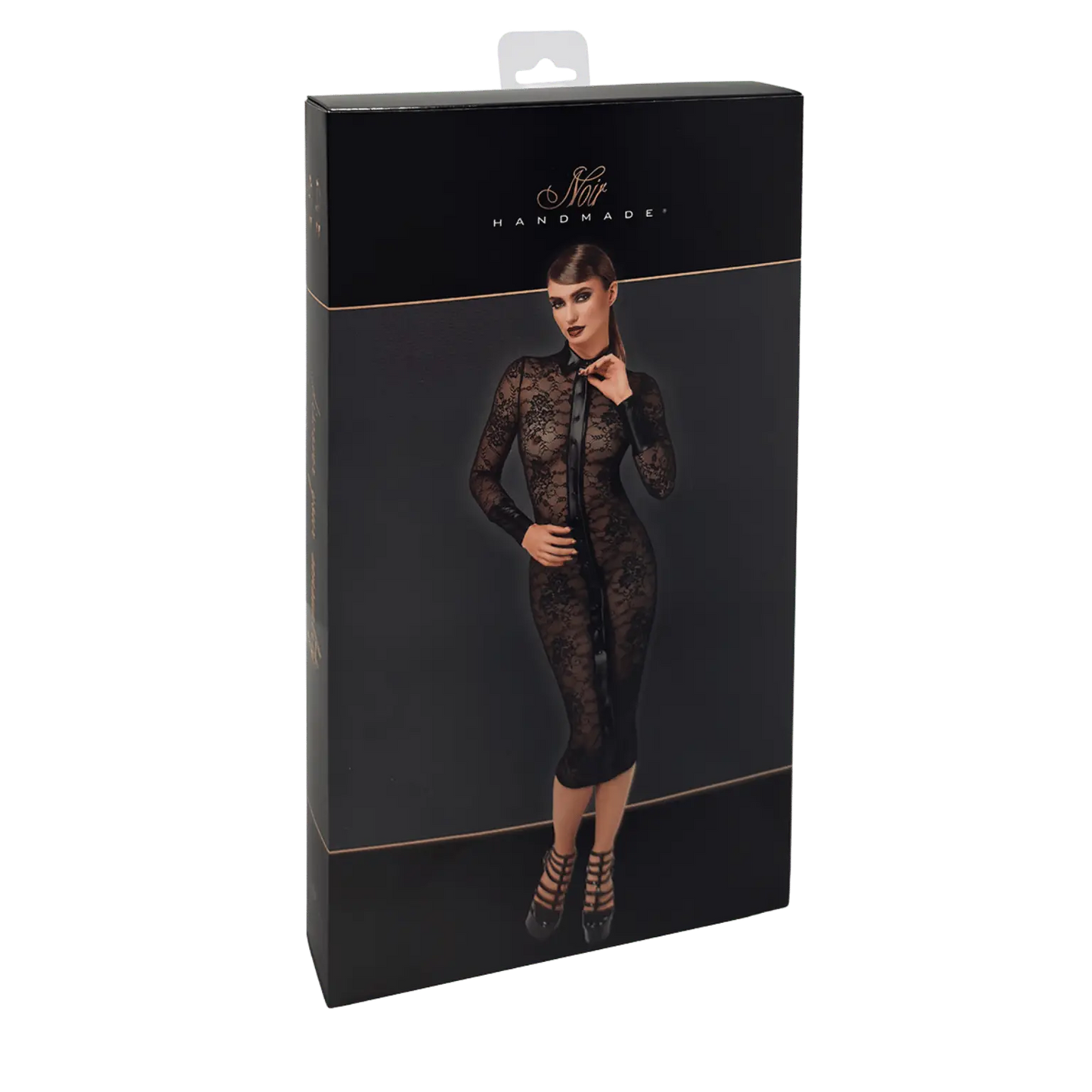 Robe fourreau sensuelle en dentelle transparente à col chemise – Noir Handmade – Oh My God’Z
