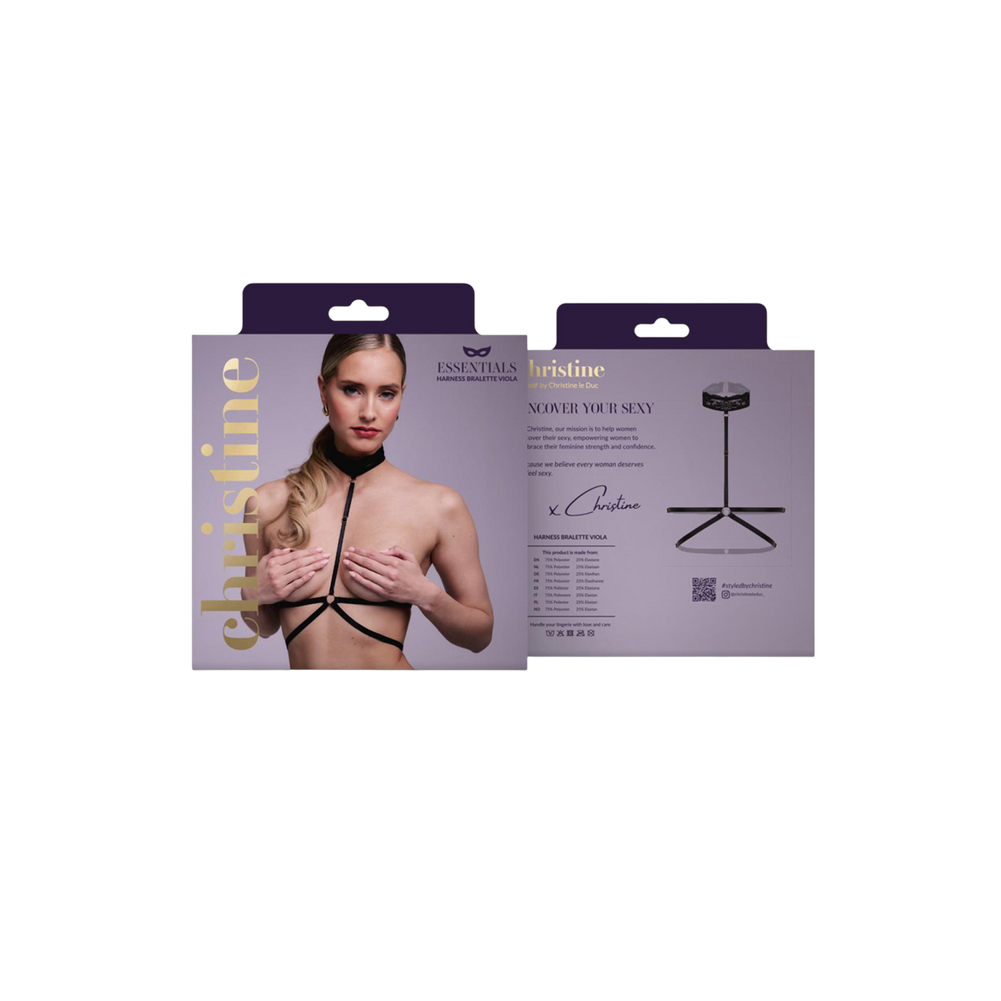 Packaging du harnais bralette Viola by Christine avec visuel modèle - Oh My God'Z