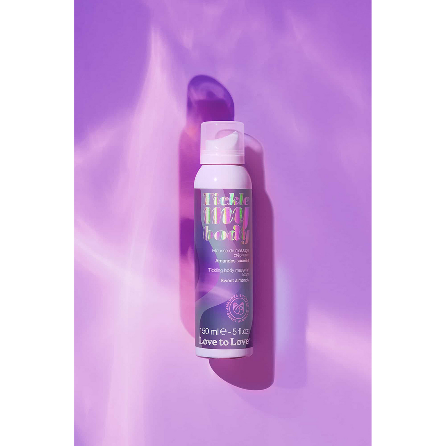 Mousse crépitante Love to Love sur fond violet dégradé et ombre portée - Oh My God'Z