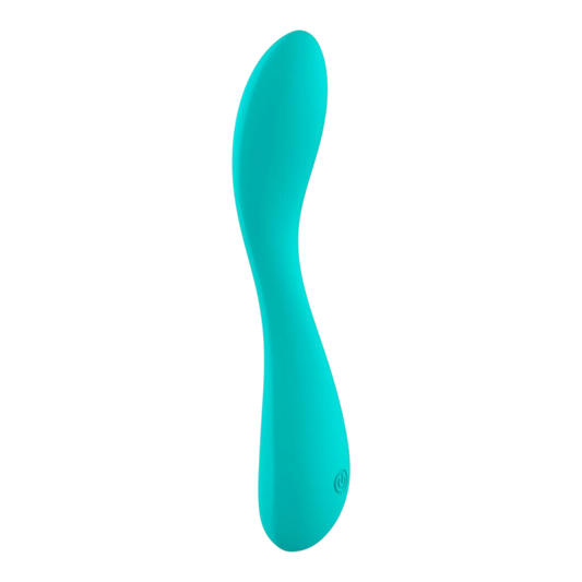 Vibromasseur en silicone liquide turquoise courbé avec 10 modes de vibration rechargeable USB - Oh My God'Z