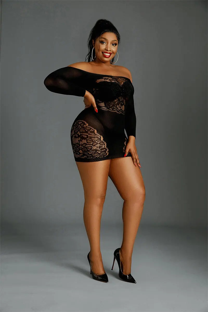 Oh My God'Z - Mini robe résille noir Queen Size - Moonlight N°07