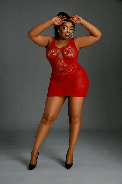 Oh My God'Z - Robe résille rouge Queen Size - Moonlight N°08