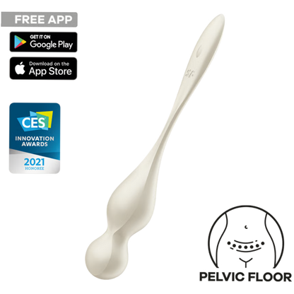 Boules de geisha vibrantes connectees Satisfyer Love Birds 1 blanc en silicone - Oh My God'Z