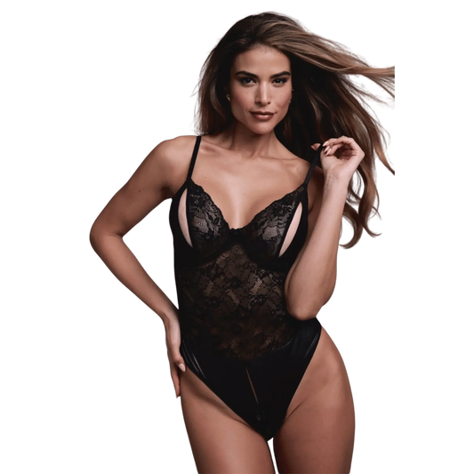 Body Wetlook Vesper noir dentelle et satin – Christine Le Duc – Oh My God’Z