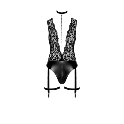 Body wetlook et dentelle Libido F297 sexy avec jarretelles – Oh My God'Z