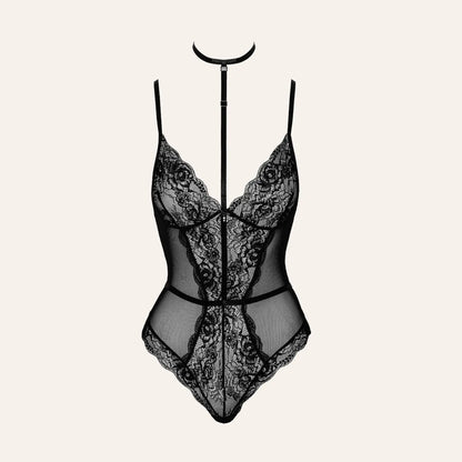 Body sexy First Kiss 248 de Kissable présenté seul, mettant en valeur la dentelle noire délicate et les détails transparents séduisants. Disponible chez Oh My God'Z, le spécialiste de la lingerie sexy haut de gamme.