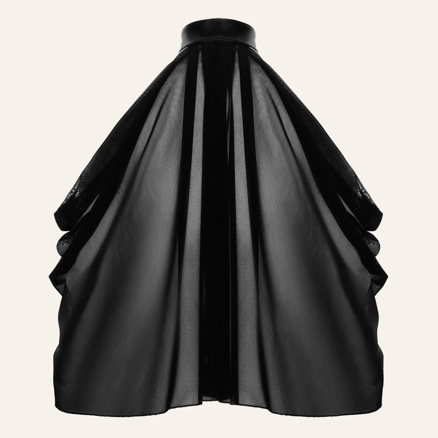 Vue arrière du Bolero Opium F349 en tulle noir transparent avec col en simili cuir par Oh My God'Z, pièce de lingerie haut de gamme idéale pour les jeux de domination et les tenues sensuelles accompagnant des sextoys premium.