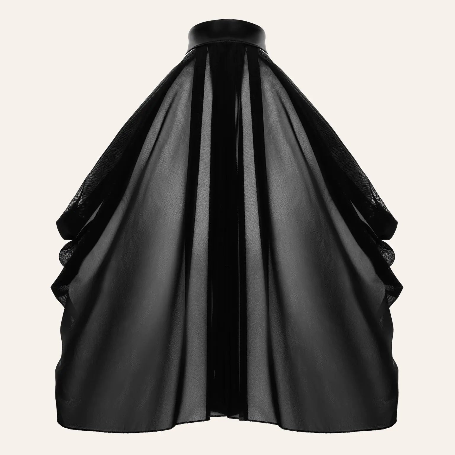 Vue arrière du Bolero Opium F349 en tulle noir transparent avec col en simili cuir par Oh My God'Z, pièce de lingerie haut de gamme idéale pour les jeux de domination et les tenues sensuelles accompagnant des sextoys premium.