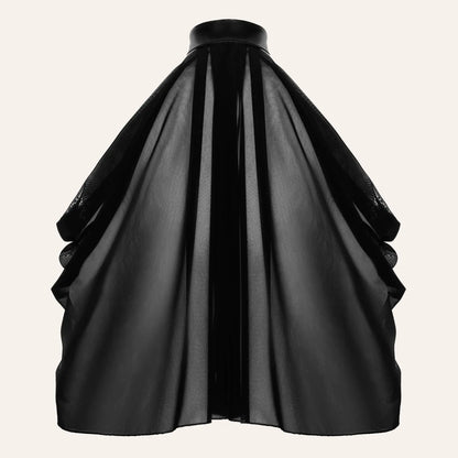 Vue arrière du Bolero Opium F349 en tulle noir transparent avec col en simili cuir par Oh My God'Z, pièce de lingerie haut de gamme idéale pour les jeux de domination et les tenues sensuelles accompagnant des sextoys premium.