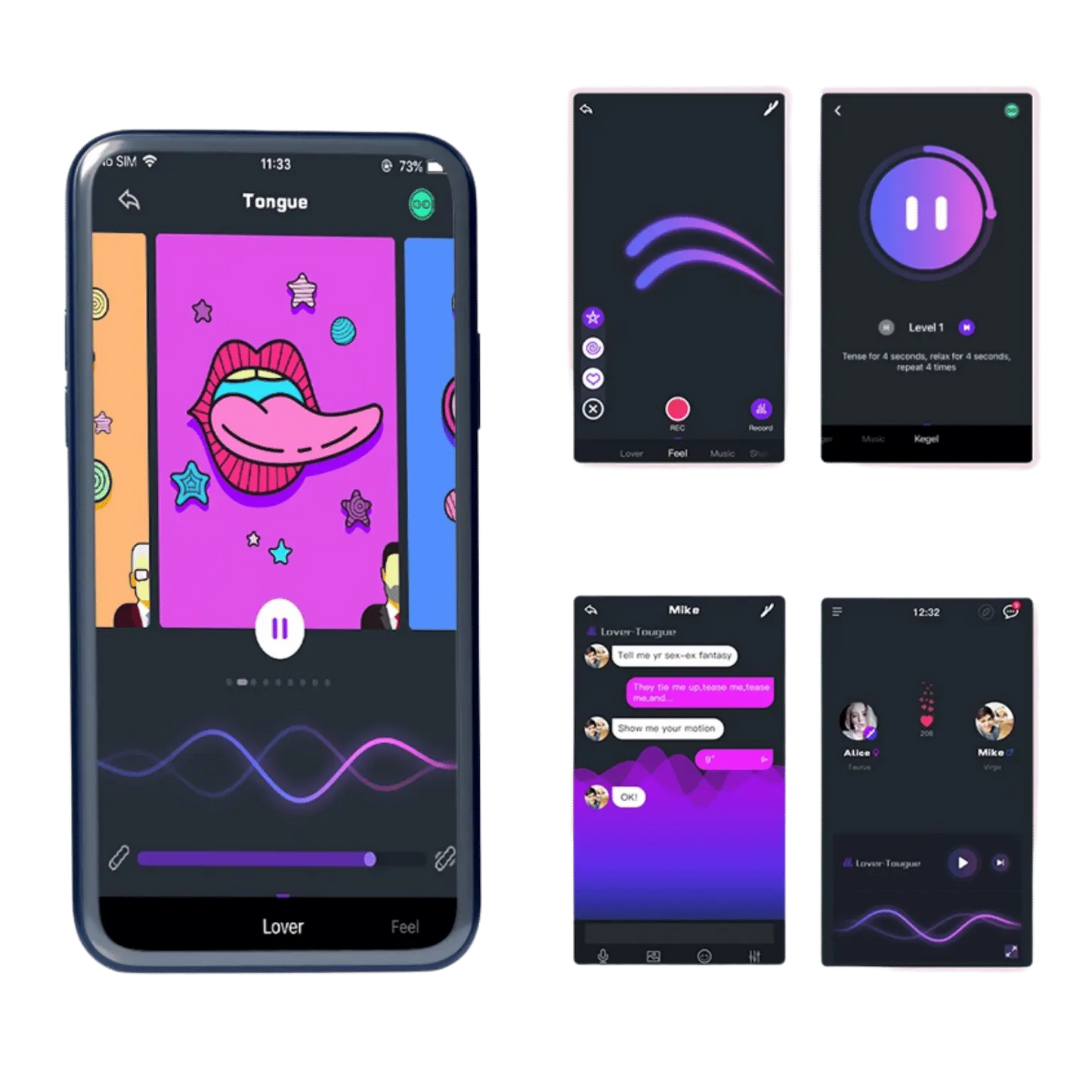 Application mobile intuitive pour le contrôle des boules de Kegel vibrantes Crystal Duo, disponible chez Oh My God'Z, offrant des modes de vibrations variés pour une expérience pelvienne personnalisée et interactive.