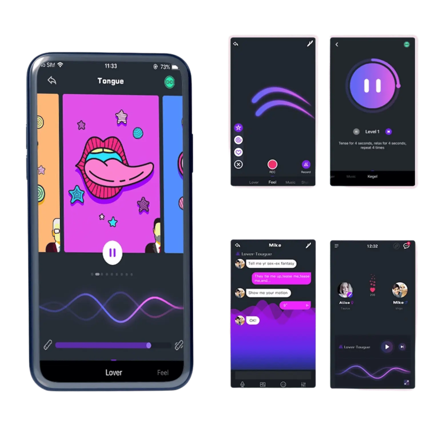 Application mobile intuitive pour le contrôle des boules de Kegel vibrantes Crystal Duo, disponible chez Oh My God'Z, offrant des modes de vibrations variés pour une expérience pelvienne personnalisée et interactive.