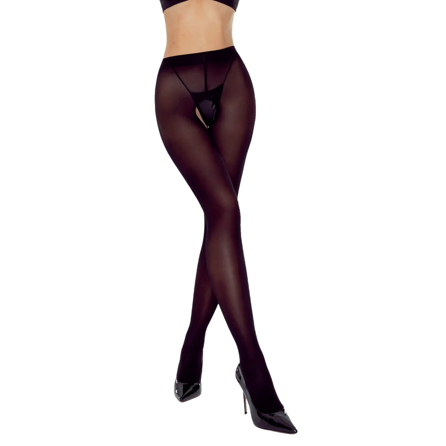 Collants ouverts TI026 20 deniers noir avec motifs nœuds délicats – Oh My God’Z