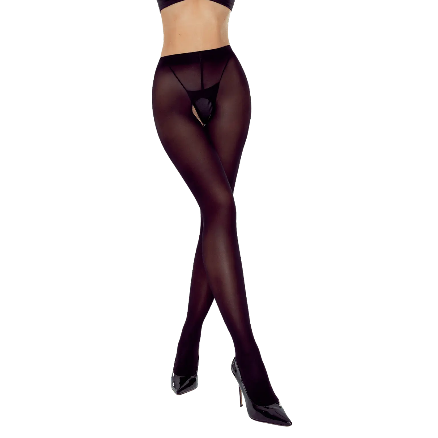 Collants ouverts TI026 20 deniers noir avec motifs nœuds délicats – Oh My God’Z