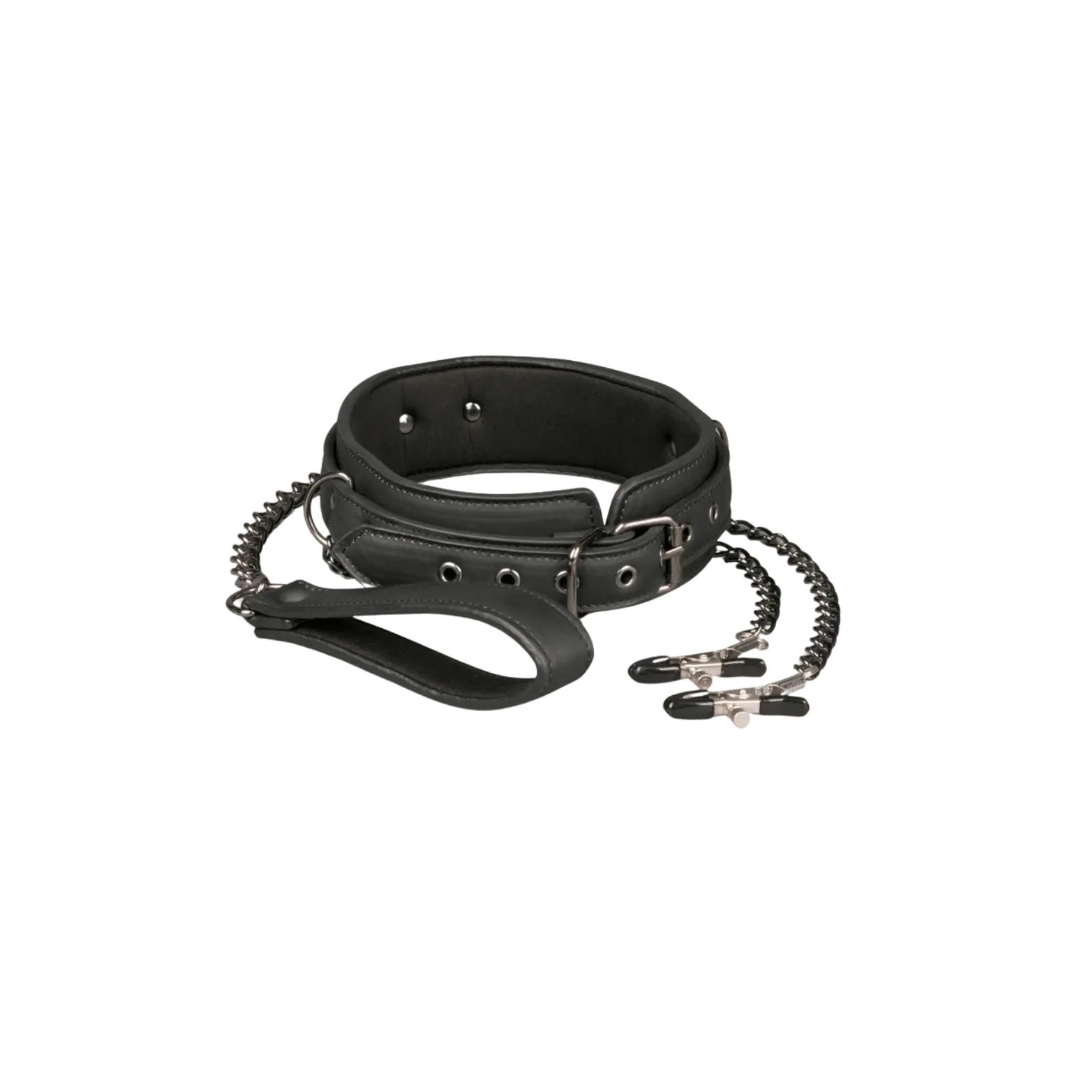 Collier cuir EasyToys avec chaînes de seins noir métal – Oh My God’Z