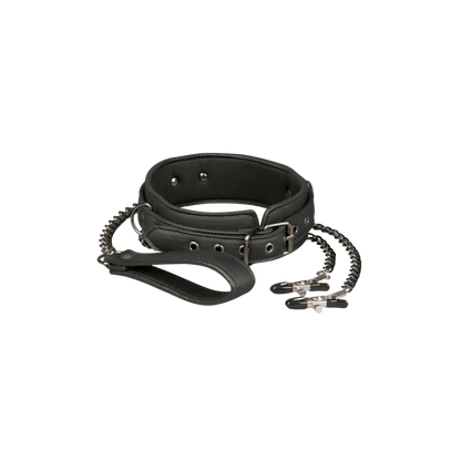 Collier cuir EasyToys avec chaînes de seins noir métal – Oh My God’Z