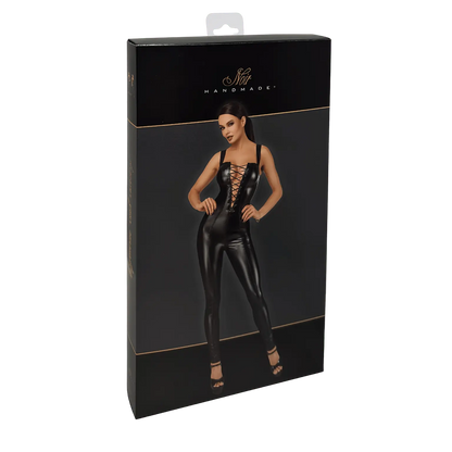 Emballage de la combinaison lacée en wetlook Noir Handmade Vixen F362 – Oh My God’Z