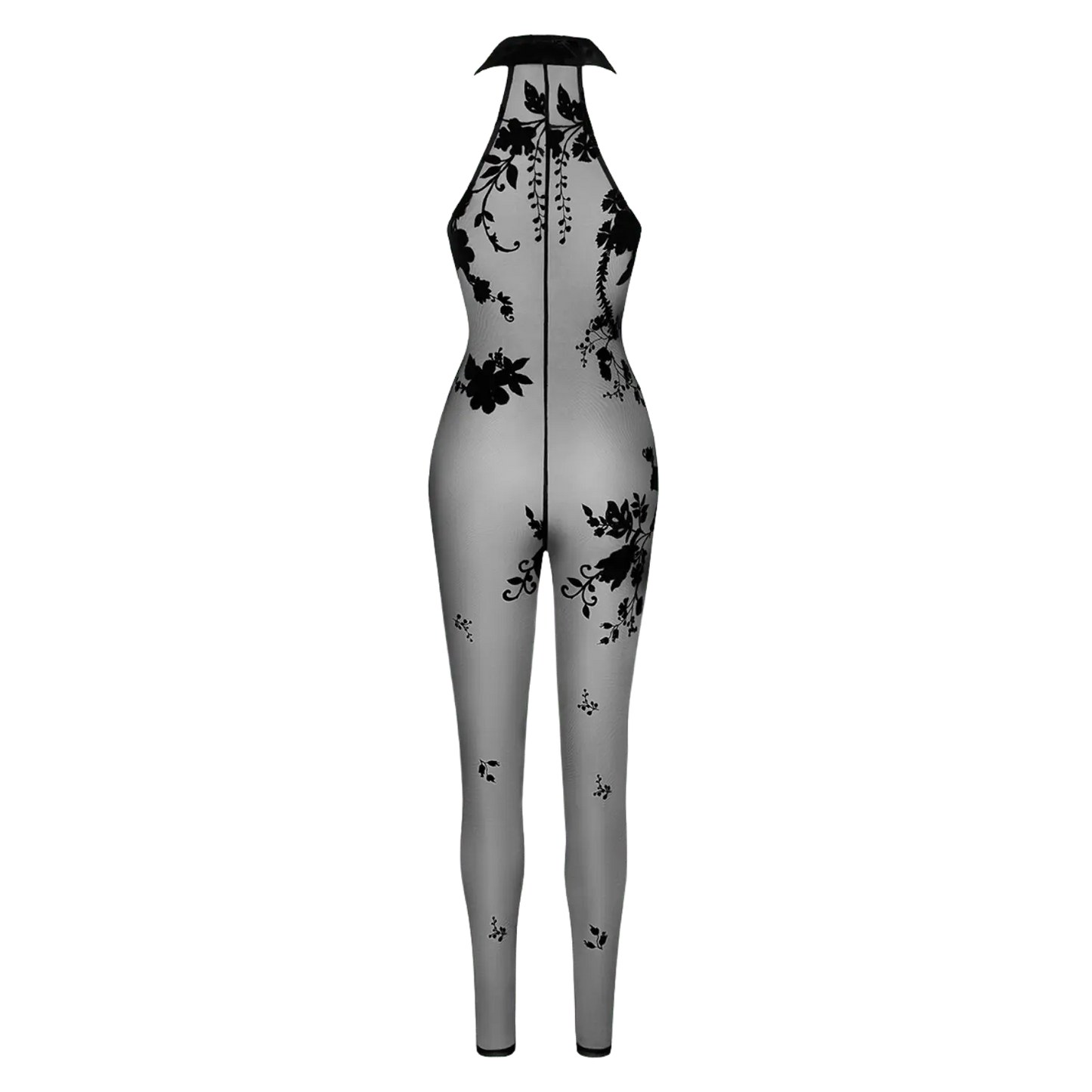 Tenue moulante zippée transparente à motifs veloutés – Oh My God’Z