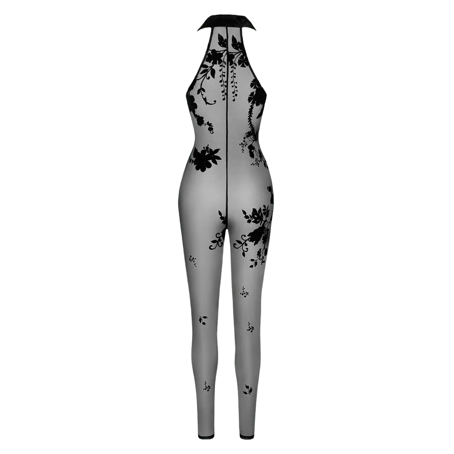 Tenue moulante zippée transparente à motifs veloutés – Oh My God’Z