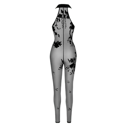 Tenue moulante zippée transparente à motifs veloutés – Oh My God’Z