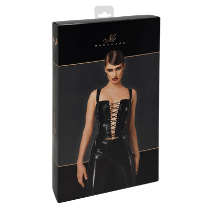 Corset ajusté effet mouillé Dominae F379 – Noir Handmade – Oh My God’Z