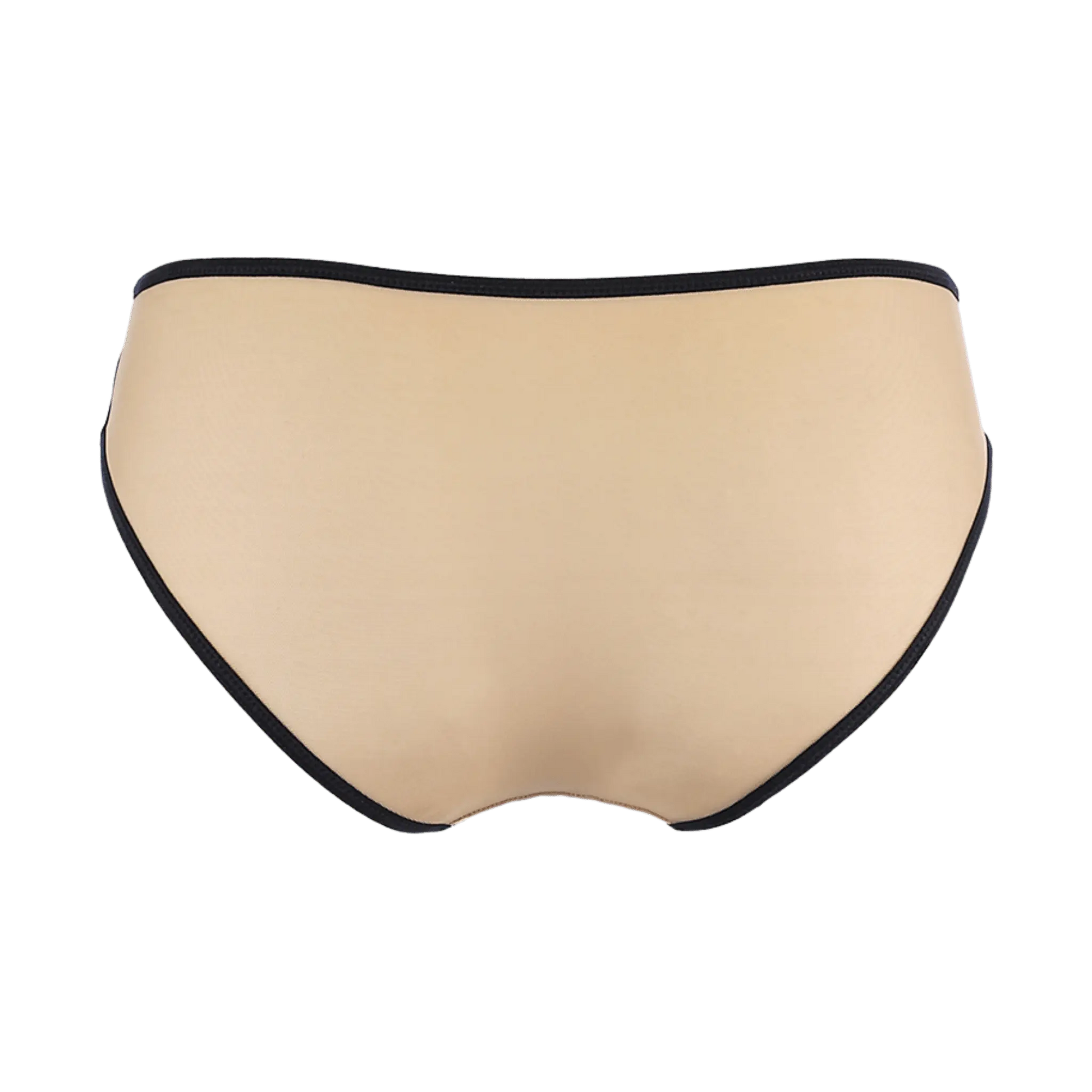 Culotte minimaliste beige avec bordures noires de la marque Axami, disponible chez Oh My God'Z. Confort et style pour cette lingerie haut de gamme, parfaite pour une allure discrète sous des vêtements clairs