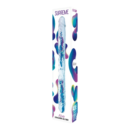 Double dong Supreme Alive en gel design premium présenté en boîte – Oh My God’Z
