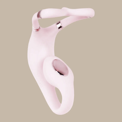 Stimulateur connecté Venus avec finition rose et accents métalliques, idéal pour des sensations simultanées sur le point G et le clitoris. Proposé par Oh My God'Z.
