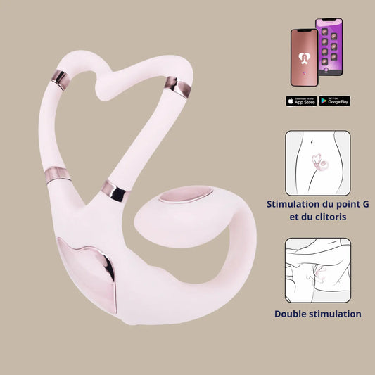 Double stimulateur connecté Venus, compatible avec une application mobile pour un contrôle précis. Idéal pour la double stimulation, disponible dans la boutique Oh My God'Z.