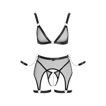 Ensemble Fetish Cottelli Bondage noir dentelle filet – Oh My God’Z