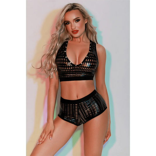 Ensemble top et shorty noir J Lingerie au design graphique et moderne – Oh My God’Z