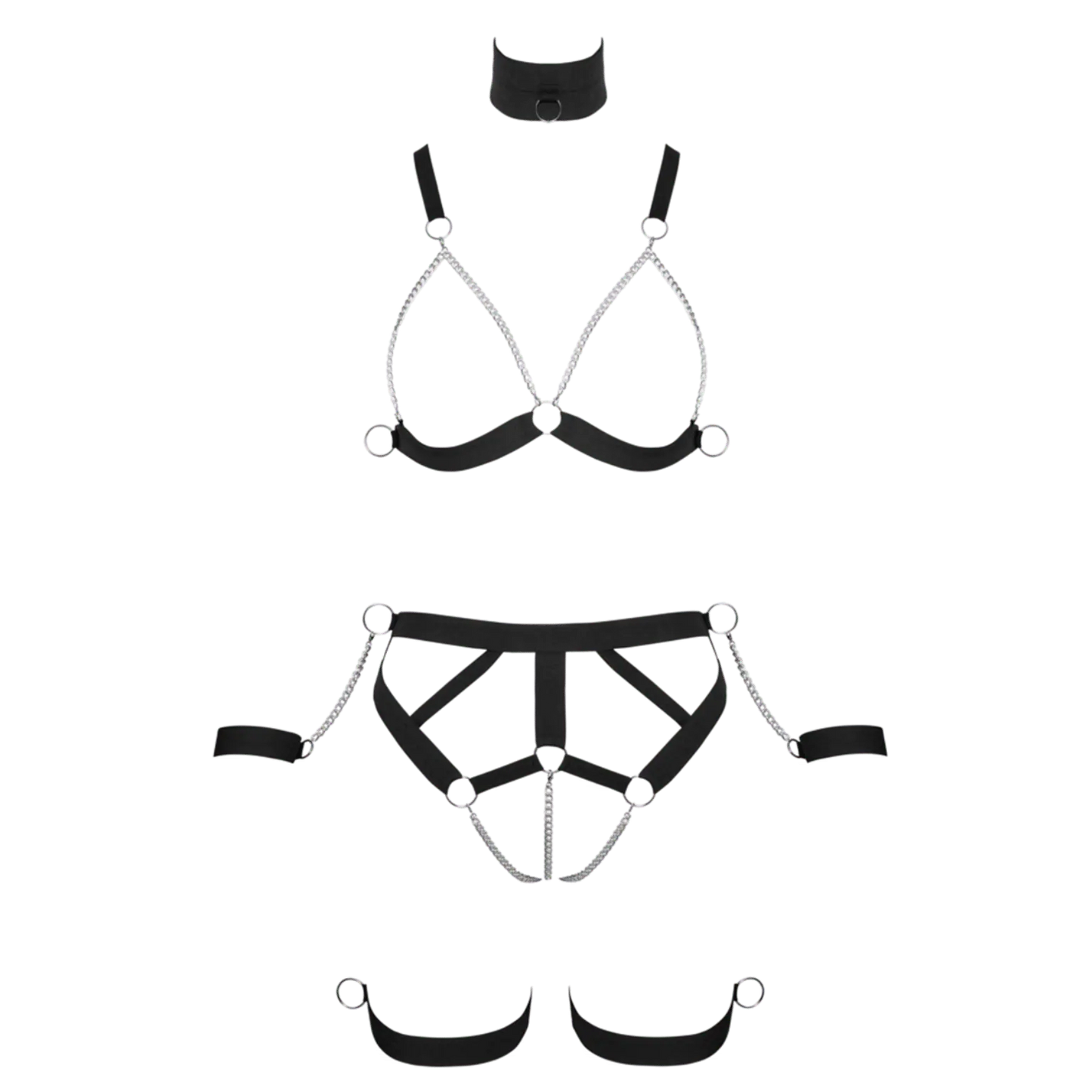 Ensemble harnais Strappy Bikini Bad Kitty détails à plat – style graphique et sensuel – Oh My God’Z