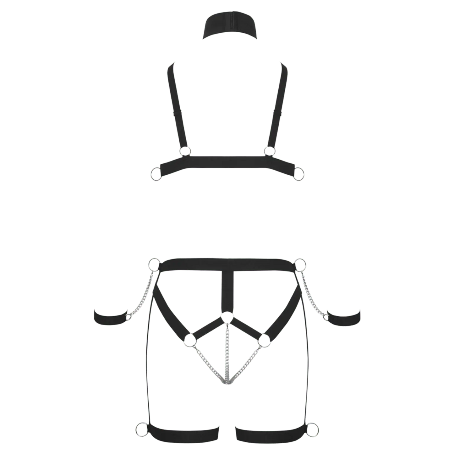 Ensemble harnais Strappy Bikini Bad Kitty vue arrière à plat – finitions élégantes – Oh My God’Z