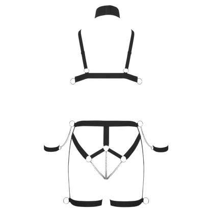 Ensemble harnais Strappy Bikini Bad Kitty vue arrière à plat – finitions élégantes – Oh My God’Z