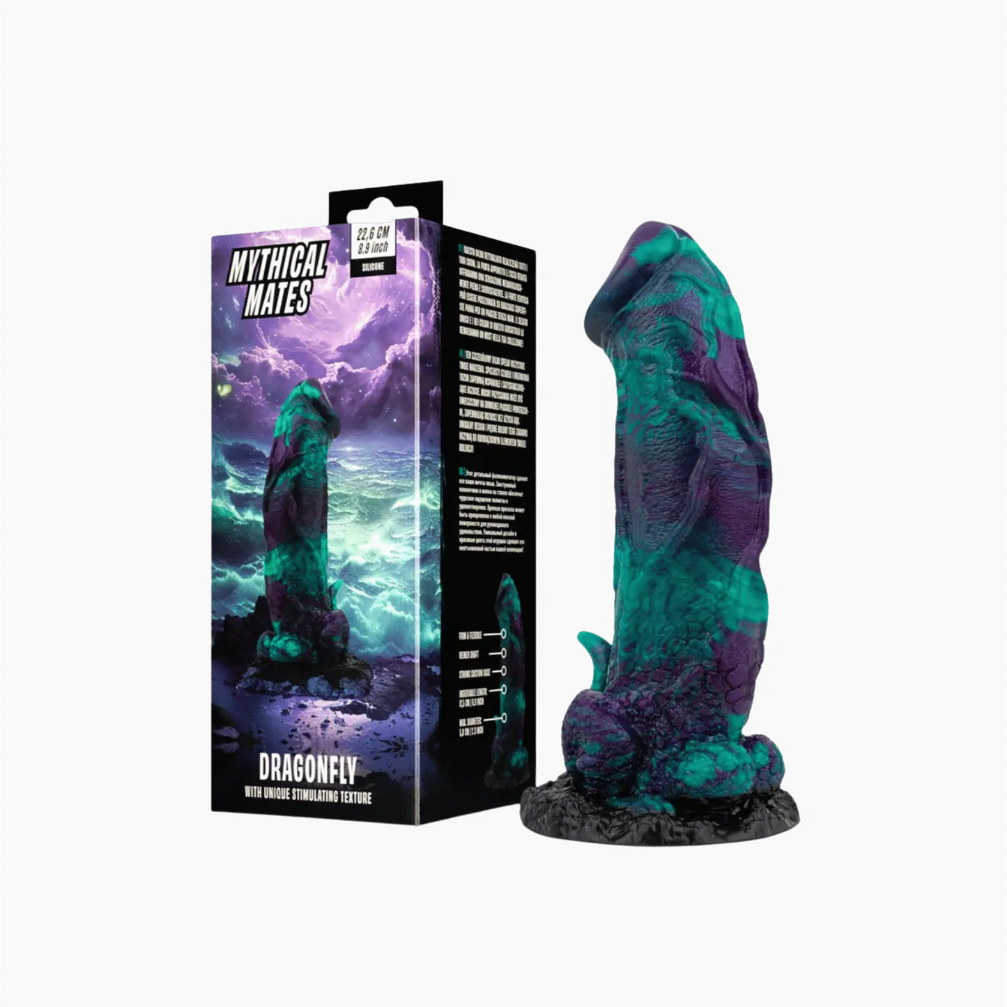 Découvrez le gode Dragonfly de la collection Mythical Mates, une œuvre d'art en silicone premium aux teintes mystiques violettes et vertes. Disponible chez Oh My God'Z, ce sextoy haut de gamme promet des sensations intenses grâce à sa texture stimulante et son design inspiré des créatures fantastiques.