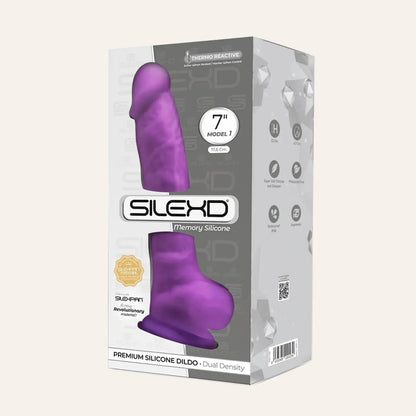 Packaging du gode violet SilexD modèle 1 de 17,6 cm, sextoy haut de gamme en silicone thermo-réactif et dual density, idéal pour des sensations réalistes. Disponible sur la boutique Oh My God'Z.