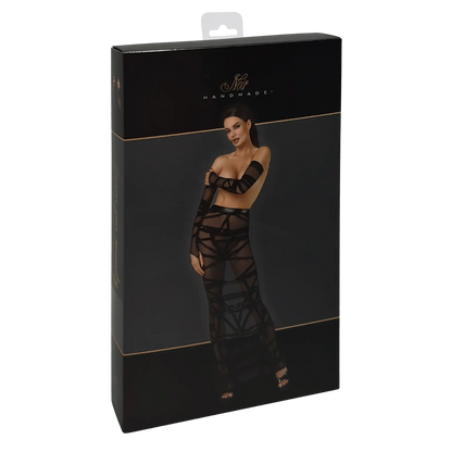 Jupe Bondesque F360 en tulle floqué noir avec fente sensuelle – Noir Handmade – Oh My God’Z