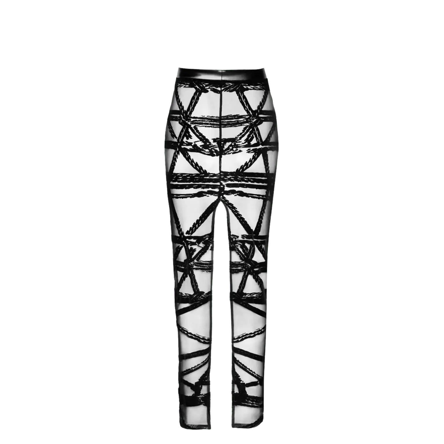 Jupe longue transparente à motif cordage noir brillant, style érotique chic – Oh My God’Z