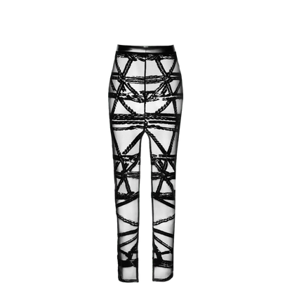 Jupe longue transparente à motif cordage noir brillant, style érotique chic – Oh My God’Z