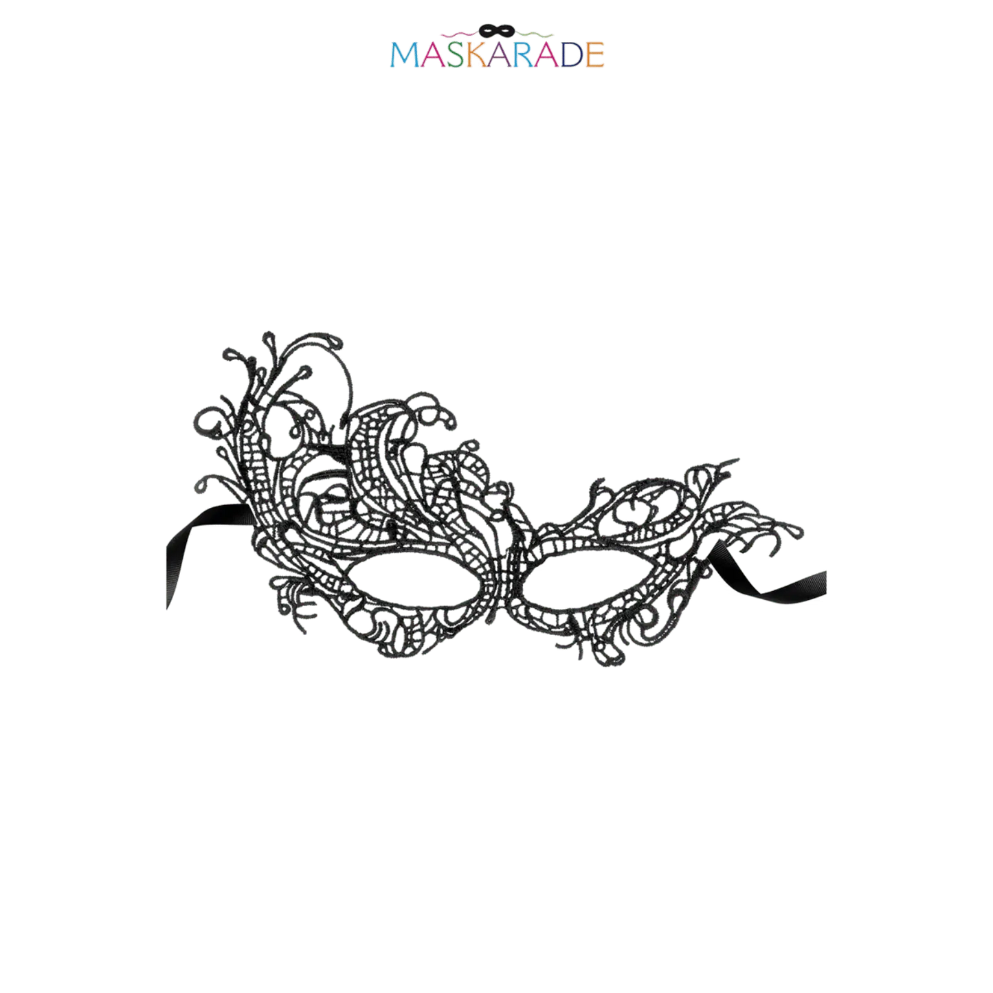 Loup noir Aurore en dentelle brodée souple au design romantique – Maskarade