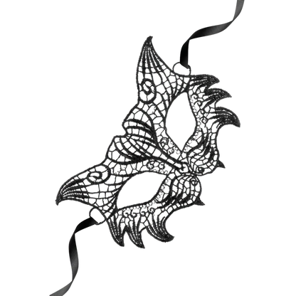 Loup noir Nuit en dentelle brodée souple avec design ailé – Maskarade