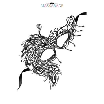 Masque de bal en broderie noire ajourée, design asymétrique raffiné – Oh My God’Z