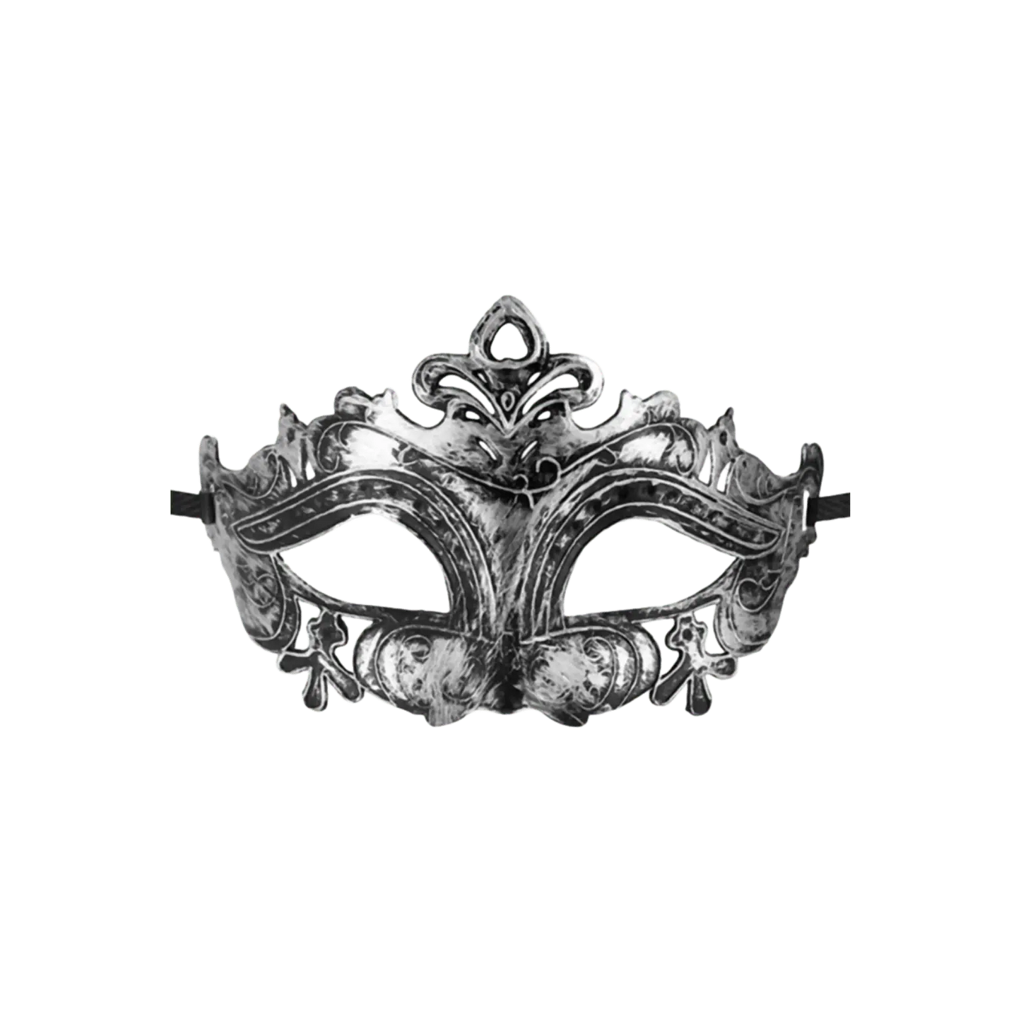 Loup argenté semi-rigide Hamlet au design baroque sculpté – Maskarade