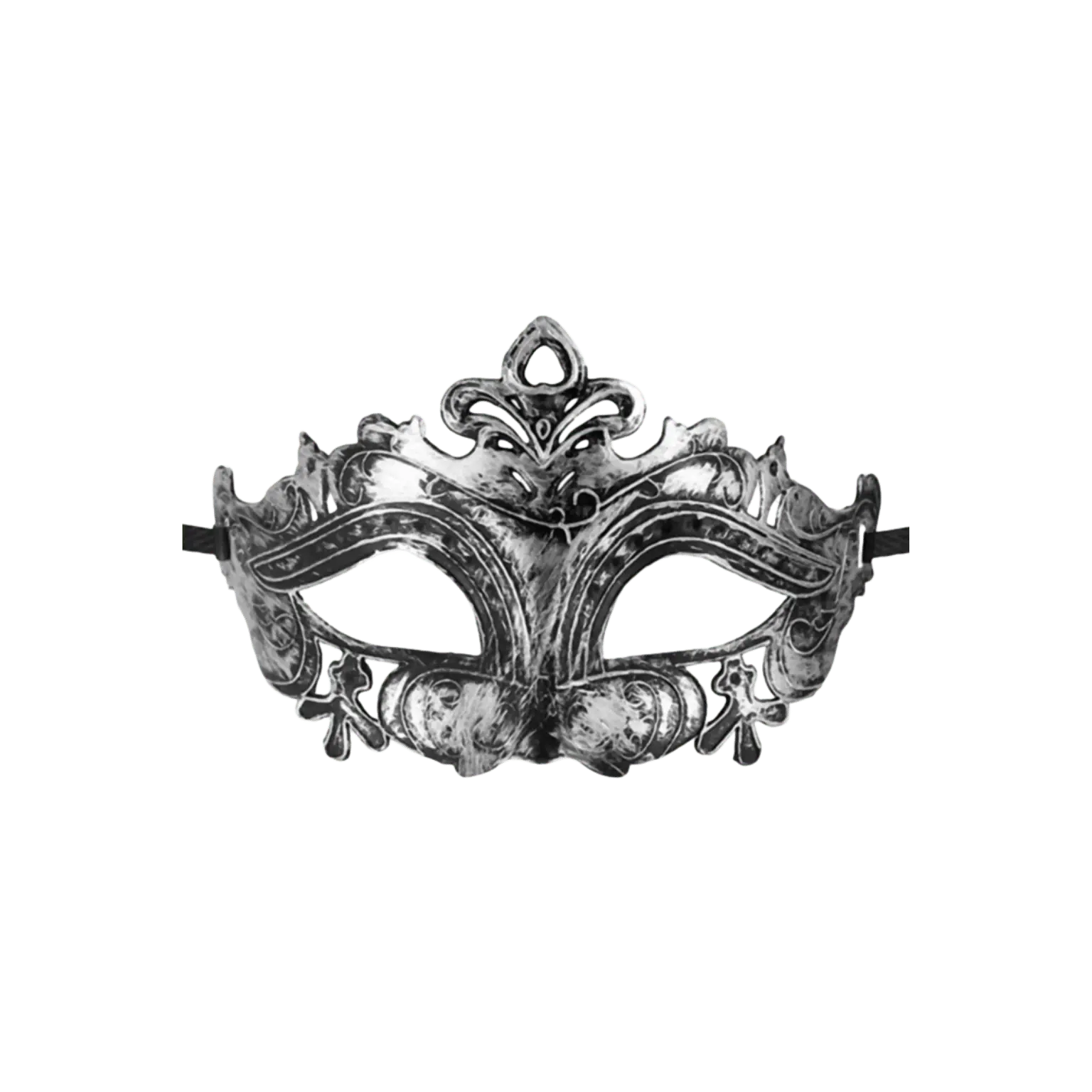 Loup argenté semi-rigide Hamlet au design baroque sculpté – Maskarade