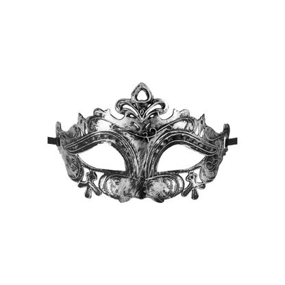 Loup argenté semi-rigide Hamlet au design baroque sculpté – Maskarade