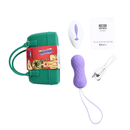 Contenu de la boîte de la Love Ball télécommandée Jivy de Feelztoys, avec télécommande, sac de transport, et câble USB. Sextoy en vente chez Oh My God'Z.