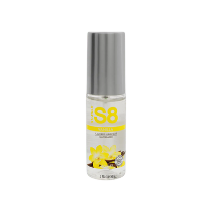 Lubrifiant parfumé vanille S8 50ml à base d'eau, vegan, et sans danger pour les sextoys, disponible chez Oh My God'Z. Parfait pour une lubrification longue durée avec une délicieuse senteur de vanille.