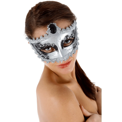 Loup argent et noir orné de paillettes et dentelle – Oh My God’Z